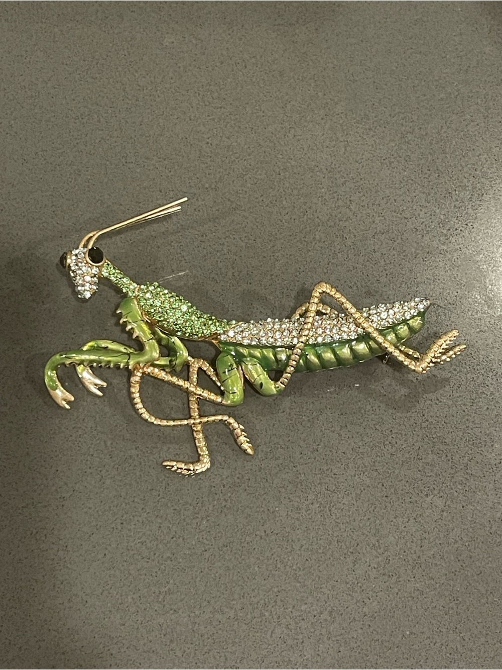 Green Crystal Mantis Brooch